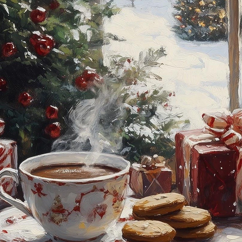 Christmas Tea Christmas art print close-up detail