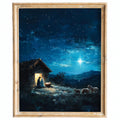 Starlit Stable Christmas art print framed