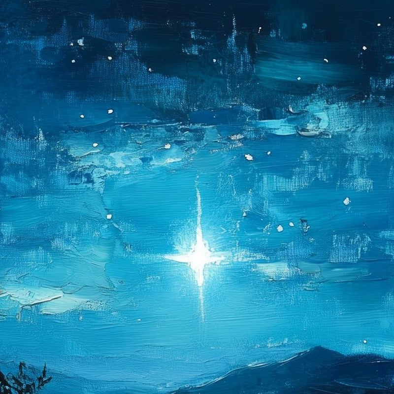 Starlit Stable Christmas art print close-up detail
