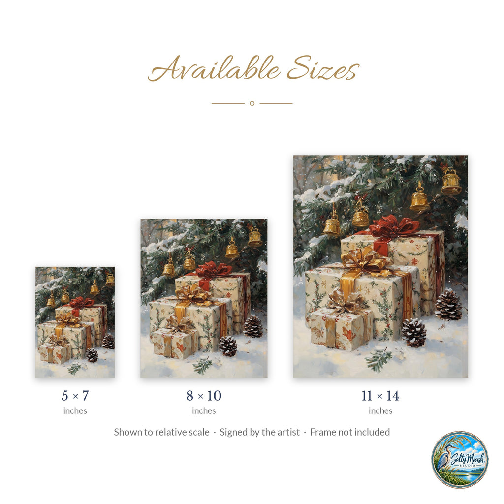 Vintage Presents art print size guide: 5x7, 8x10 and 11x14