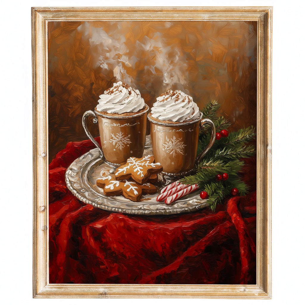 Hot Cocoa Christmas art print framed