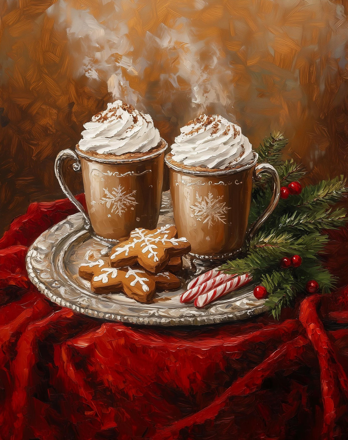 Hot Cocoa Christmas art print unframed, signed by Pattie Overcash