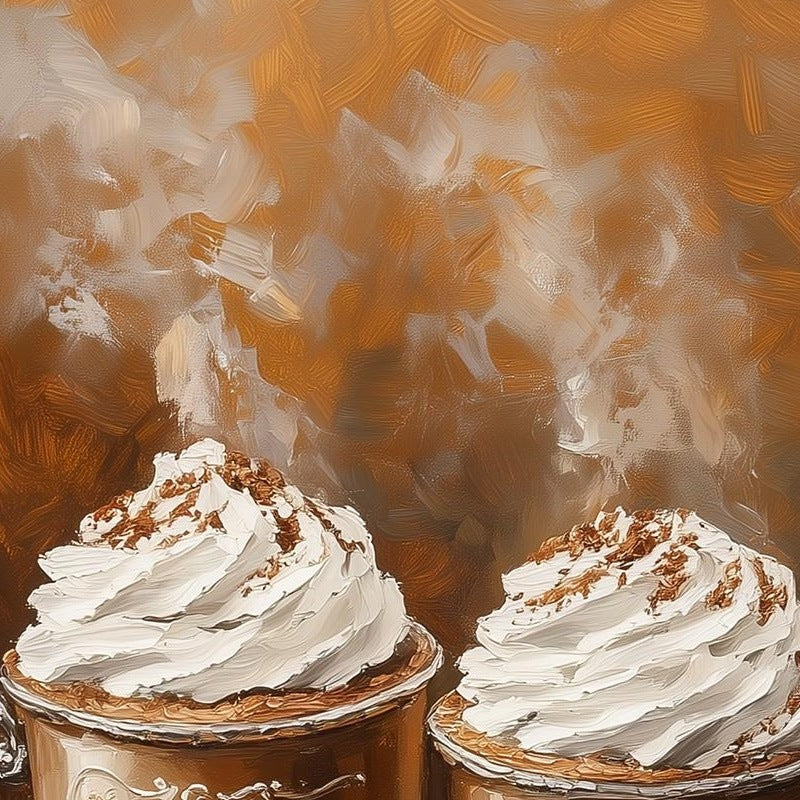 Hot Cocoa Christmas art print close-up detail