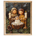 Folk Nativity Christmas art print framed