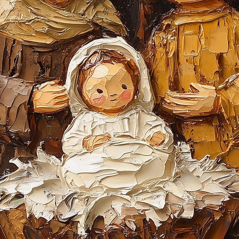 Folk Nativity Christmas art print close-up detail
