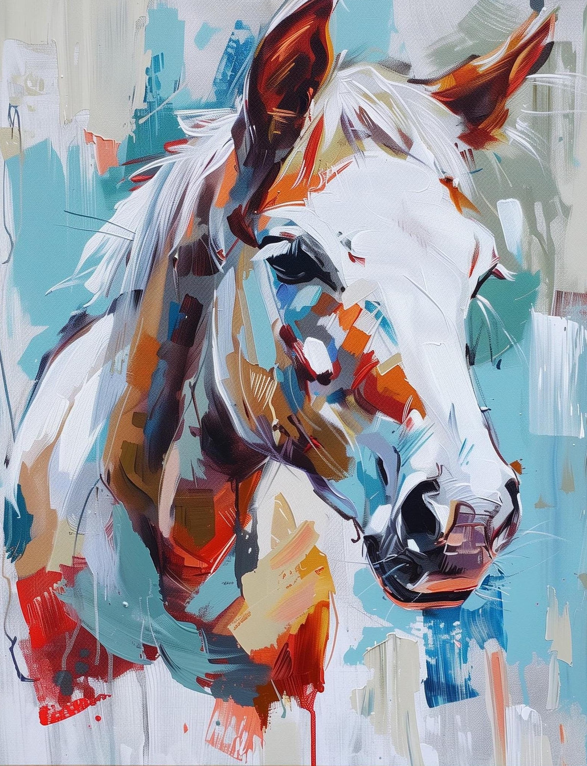 White Horse animal art print unframed, signed by Pattie Overcash