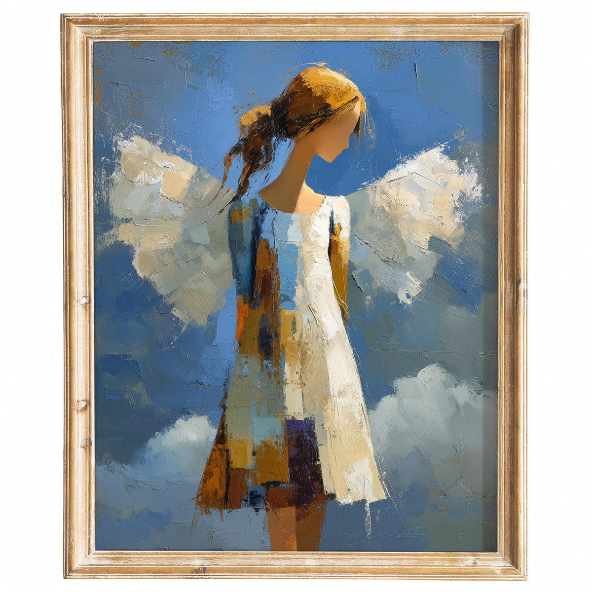 Folk Angel faith art print framed