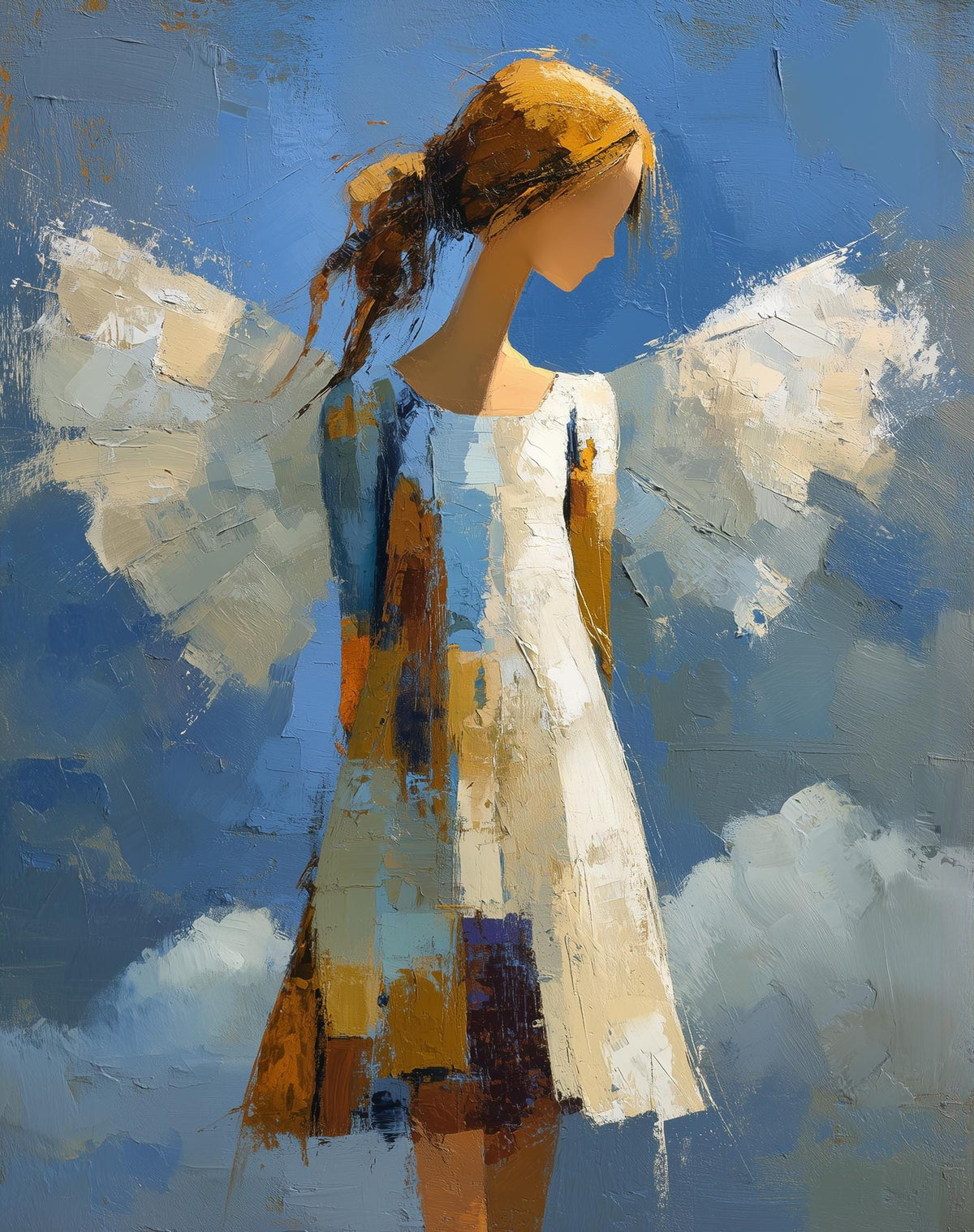 Folk Angel faith art print unframed, signed by Pattie Overcash