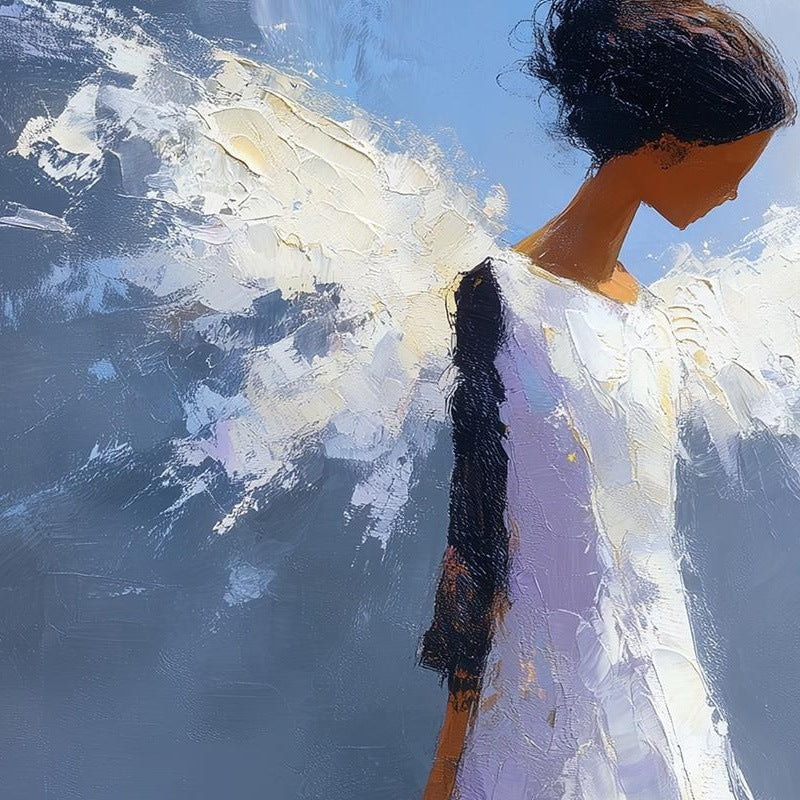 Serene Angel faith art print close-up detail