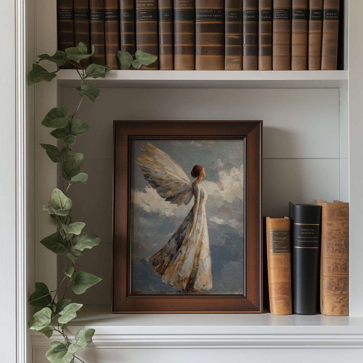 Heavenly Angel faith art print shown in a room setting