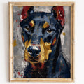 Black Doberman animal art print framed