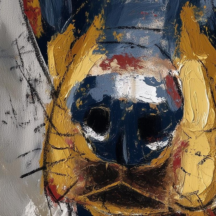 Black Doberman animal art print close-up detail