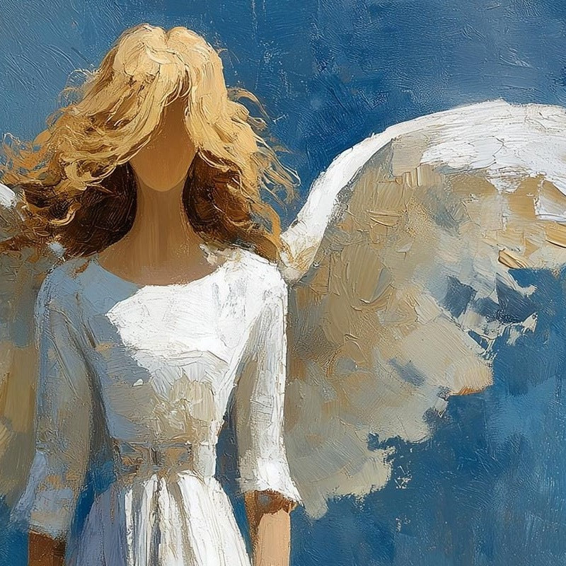 Angel Wings faith art print close-up detail