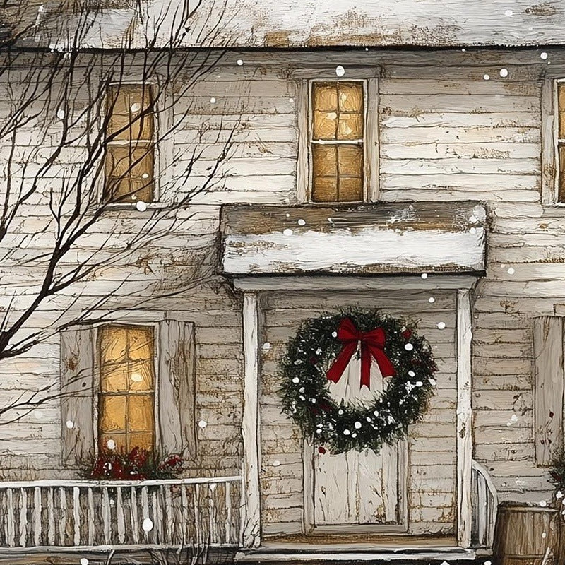 Folk Farmhouse Christmas art print close-up detail