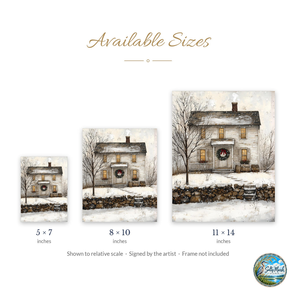 Folk Farmhouse art print size guide: 5x7, 8x10 and 11x14