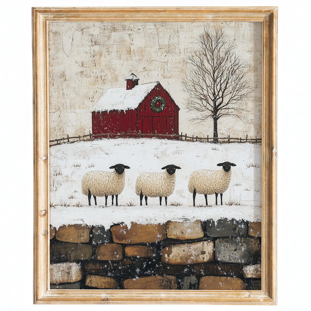 Winter Sheep winter art print framed