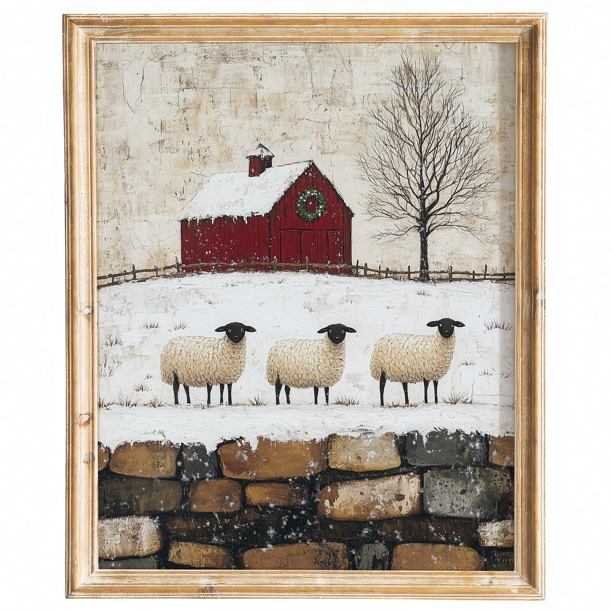 Winter Sheep winter art print framed