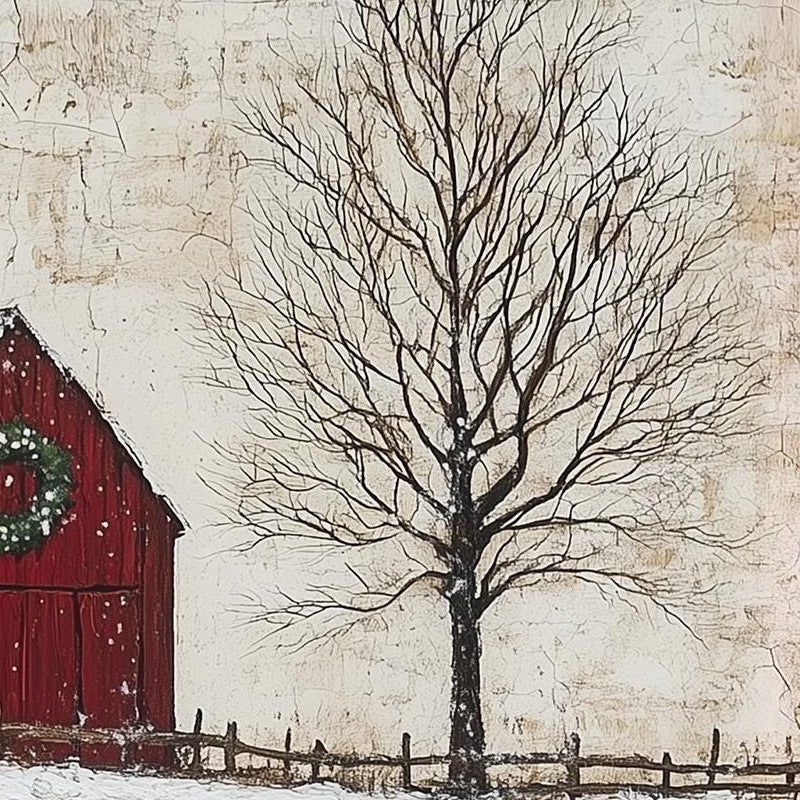 Winter Sheep winter art print close-up detail