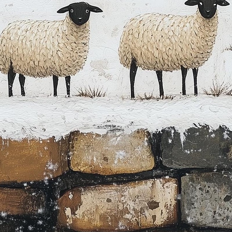 Winter Sheep winter art print close-up detail