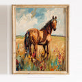 Horse Meadow animal art print framed