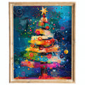 Color Pop Tree Christmas art print framed