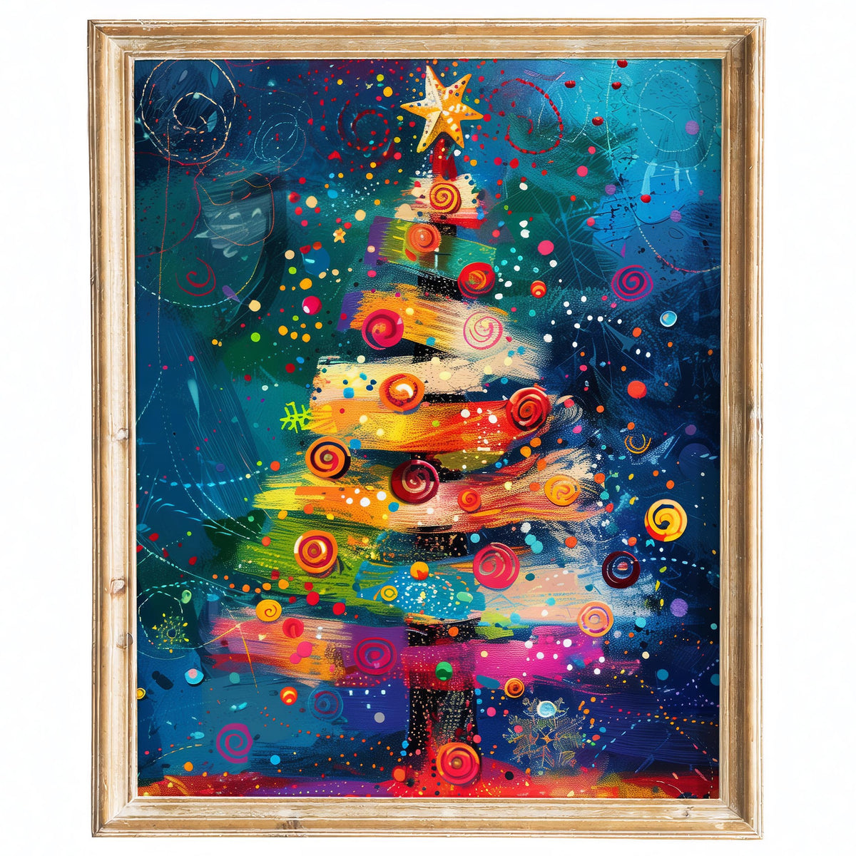 Color Pop Tree Christmas art print framed