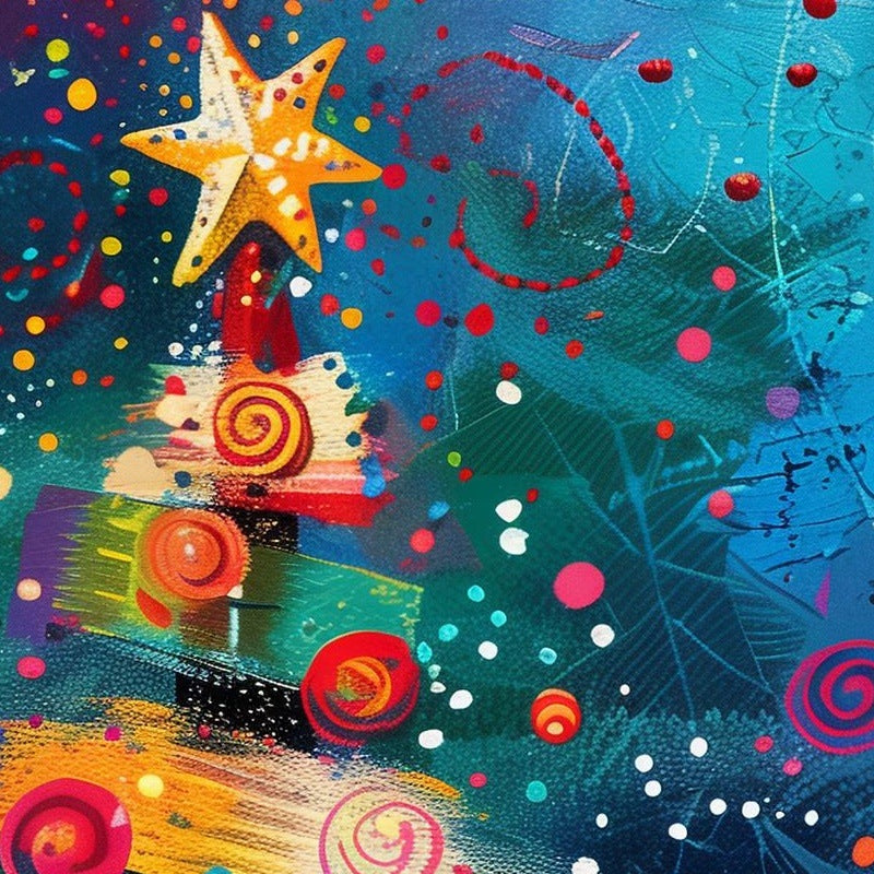 Color Pop Tree Christmas art print close-up detail