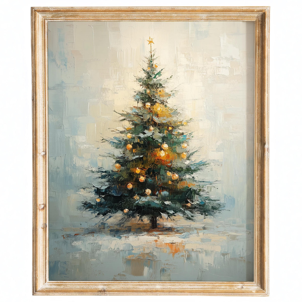 Golden Tree Christmas art print framed