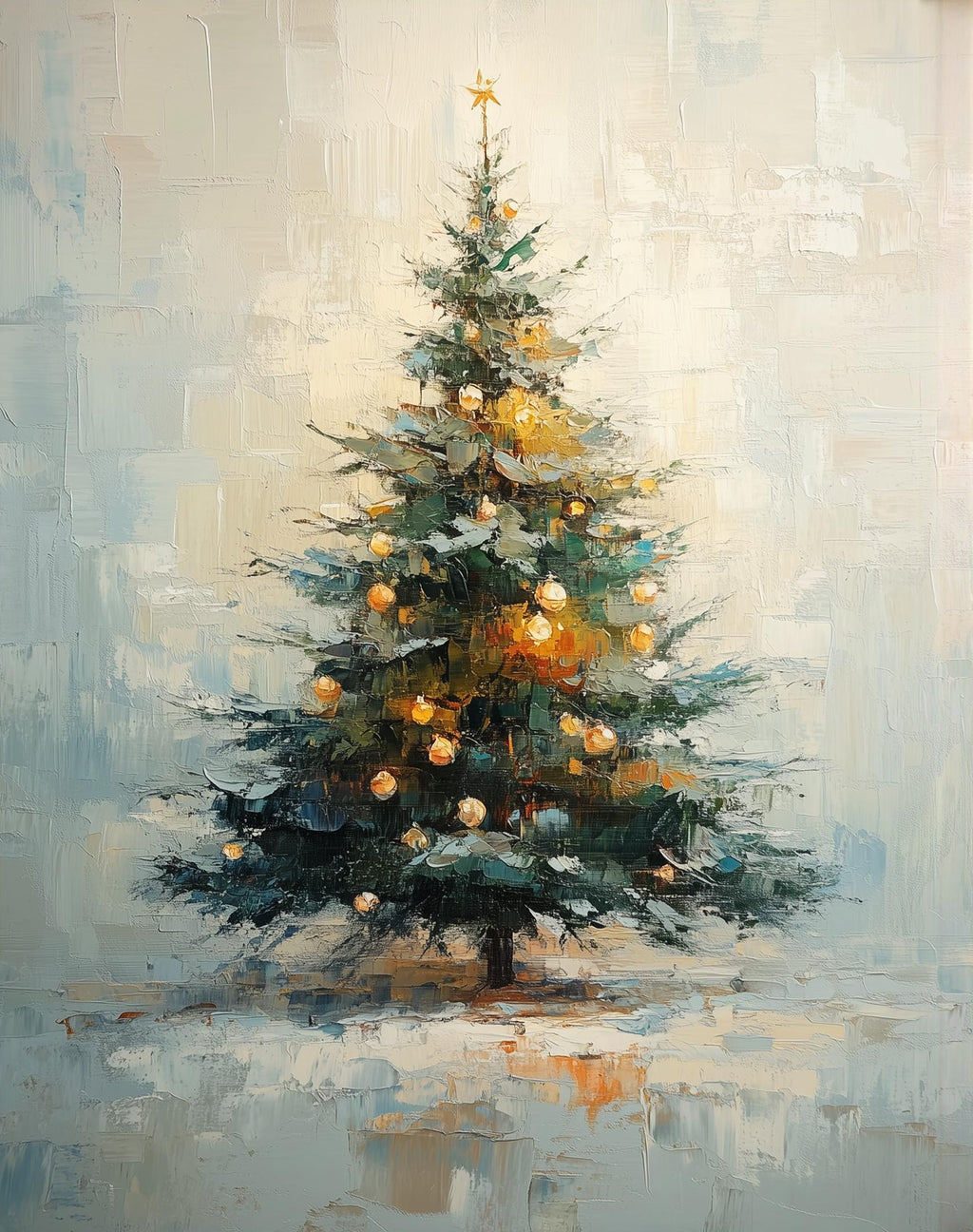 Golden Tree Christmas art print unframed, signed by Pattie Overcash