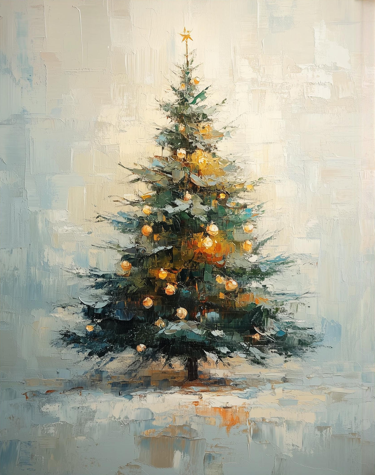 Golden Tree Christmas art print unframed, signed by Pattie Overcash