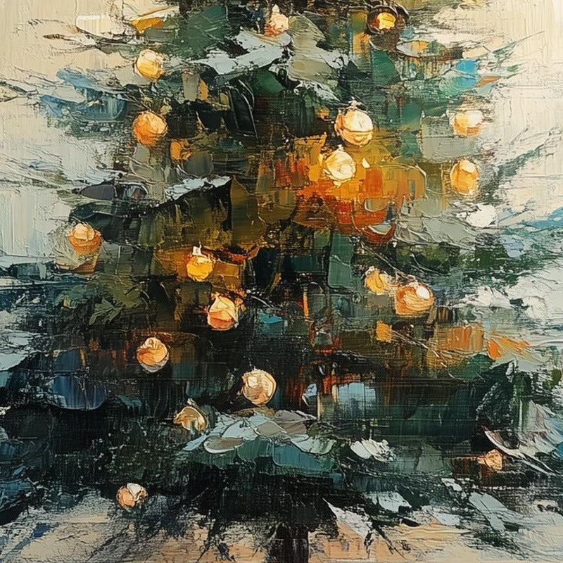 Golden Tree Christmas art print close-up detail