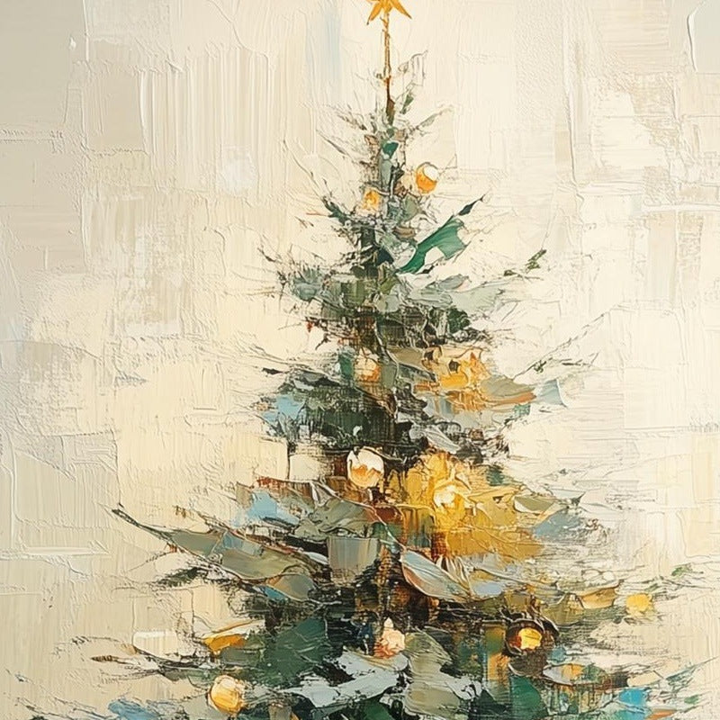 Golden Tree Christmas art print close-up detail