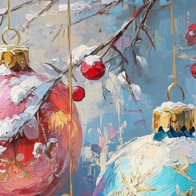 Pastel Ornaments Christmas art print close-up detail