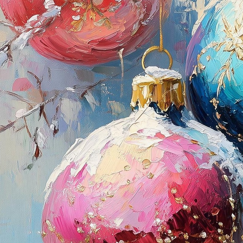 Pastel Ornaments Christmas art print close-up detail