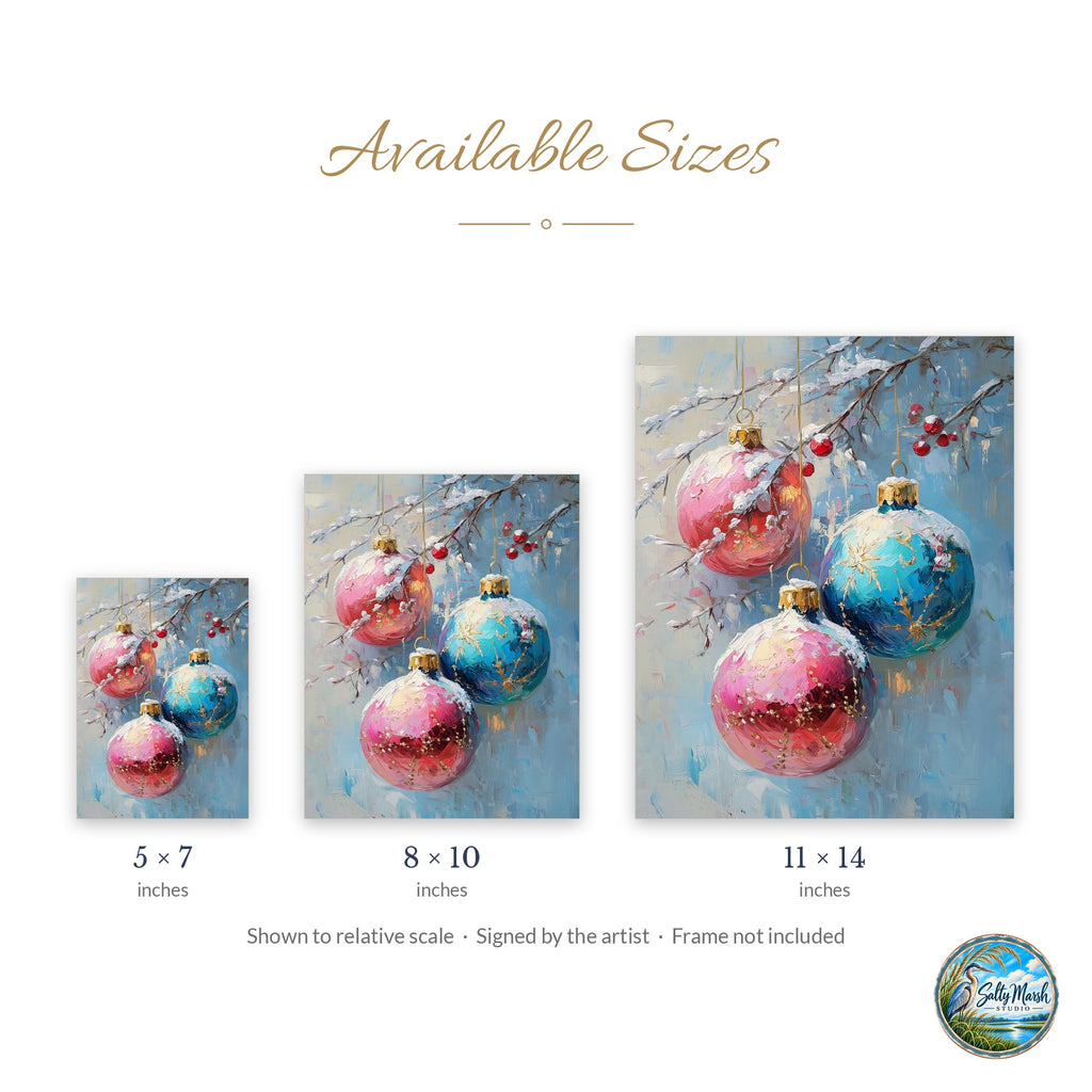 Pastel Ornaments art print size guide: 5x7, 8x10 and 11x14