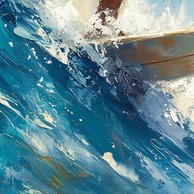 Surfing Santa Christmas art print close-up detail