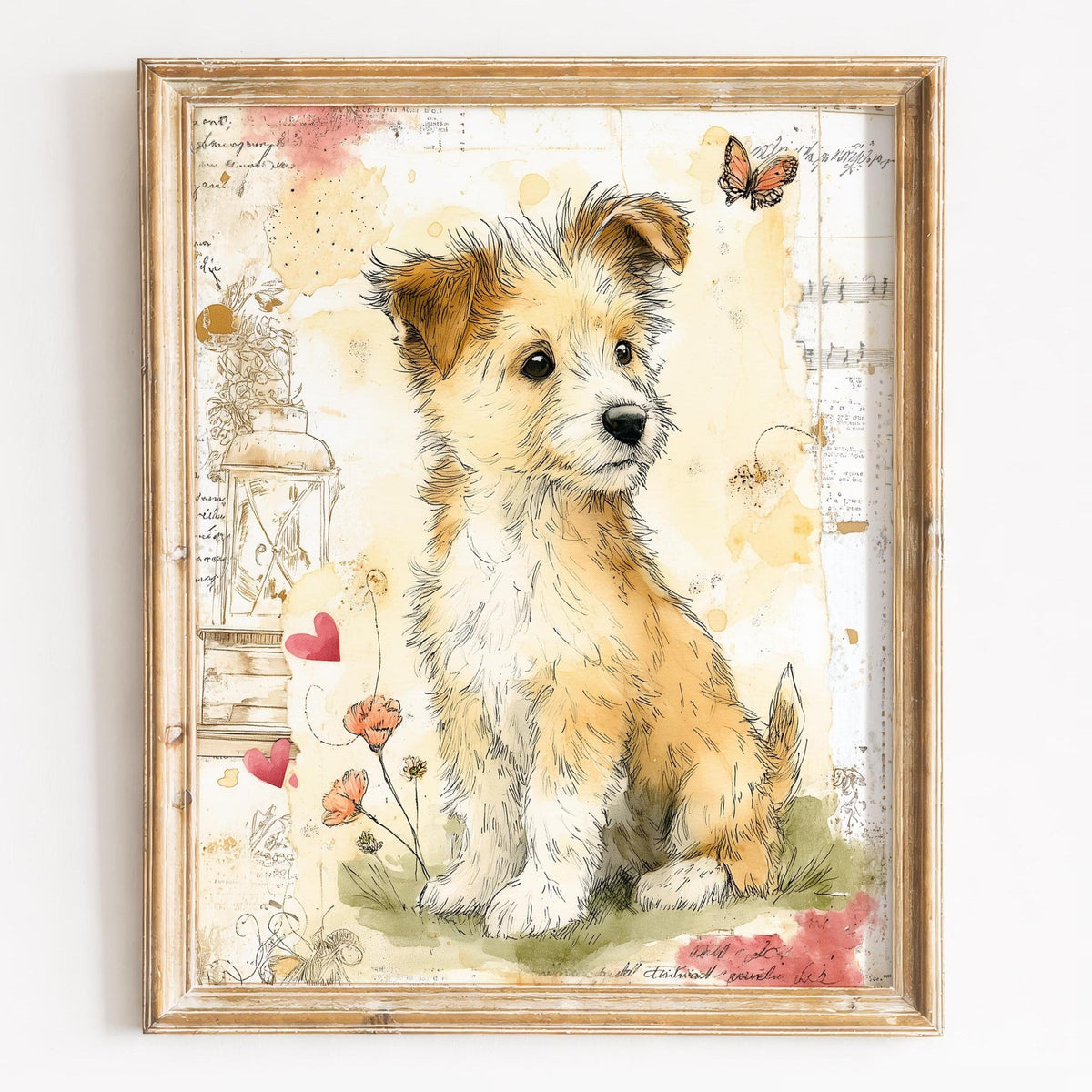 Puppy Watercolor animal art print framed