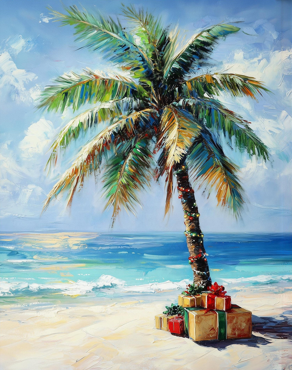 Palm Gifts Christmas art print unframed, signed by Pattie Overcash