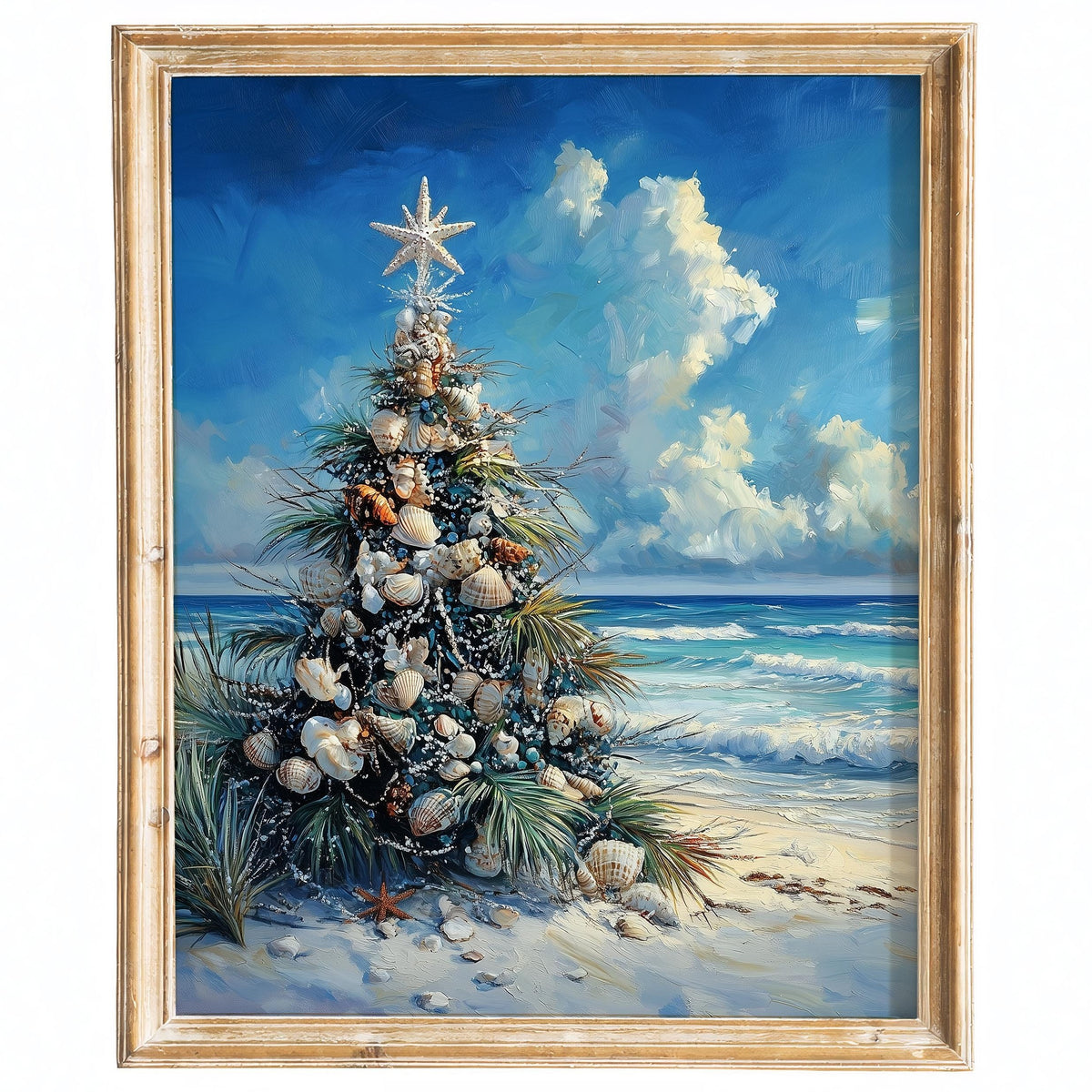 Coastal Tree Christmas art print framed