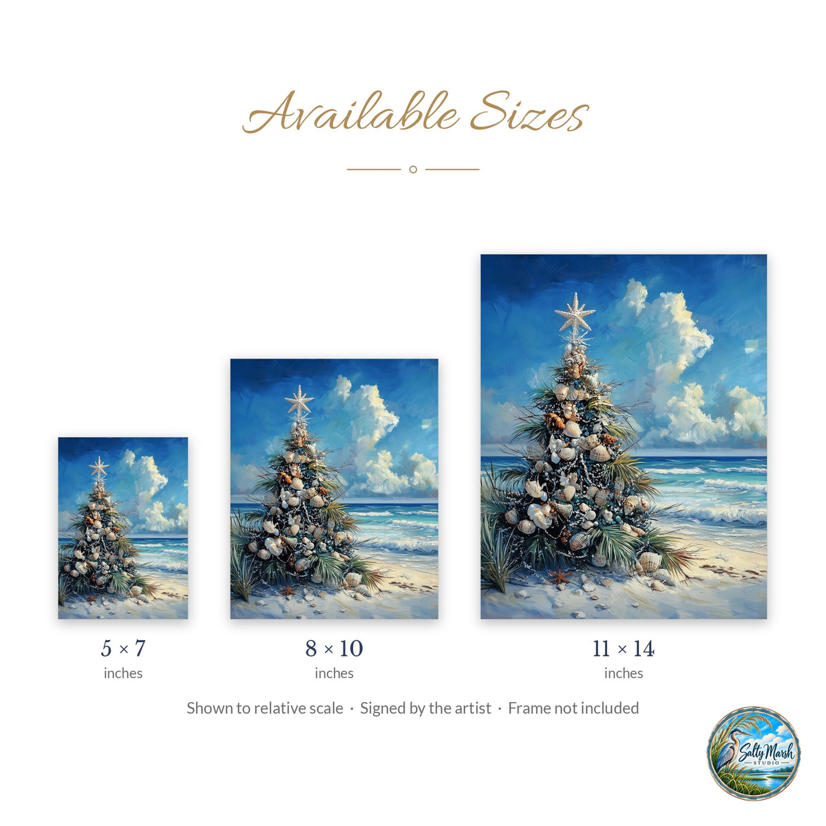 Coastal Tree art print size guide: 5x7, 8x10 and 11x14