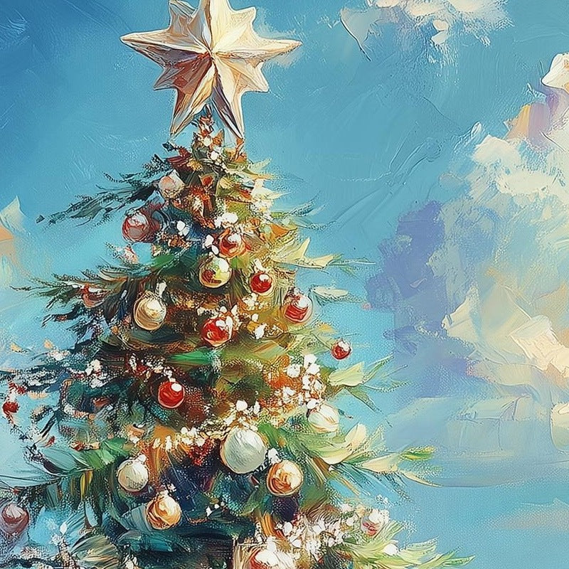 Beach Tree Christmas art print close-up detail