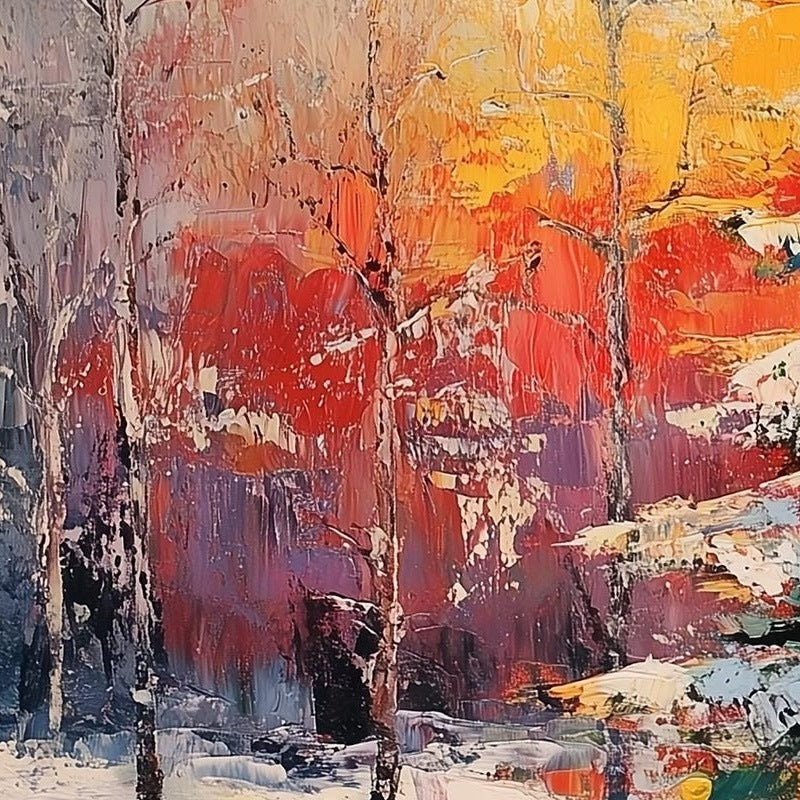 Sunset Pine Christmas art print close-up detail