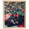 Dog Under Tree Christmas art print framed