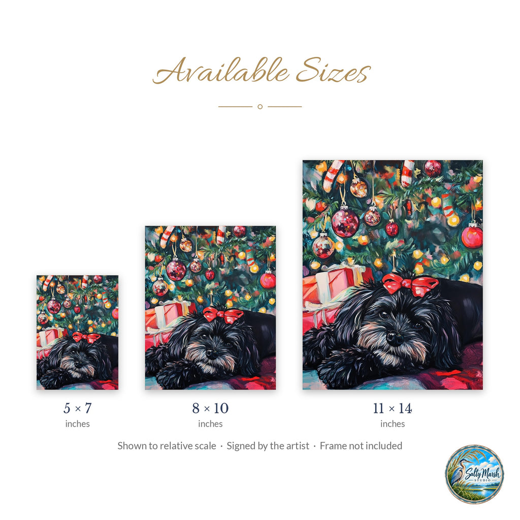 Dog Under Tree art print size guide: 5x7, 8x10 and 11x14