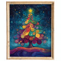 Swirl Tree Christmas art print framed