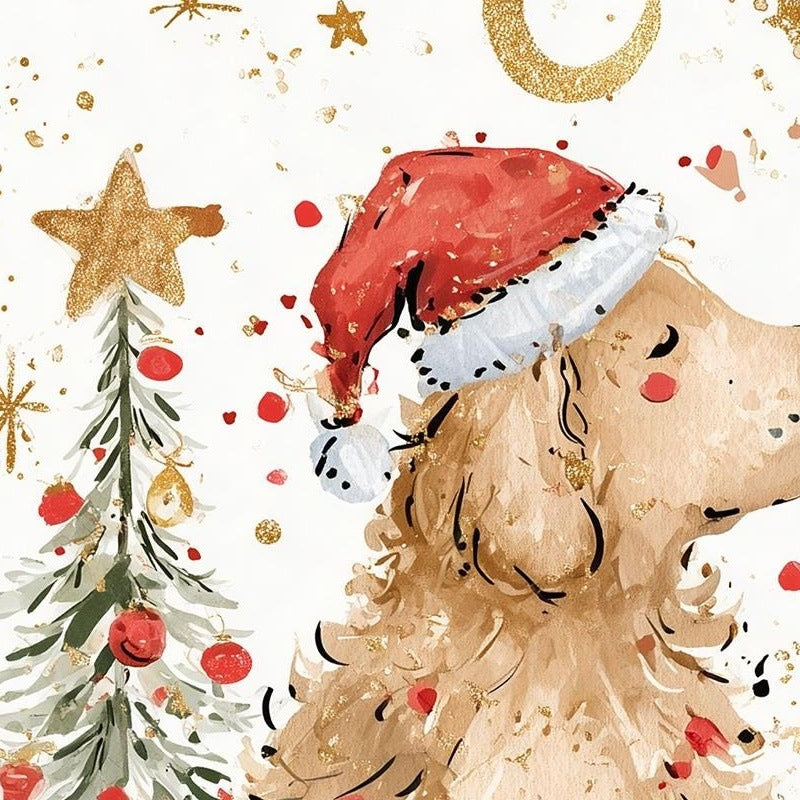 Golden Mom Christmas art print close-up detail