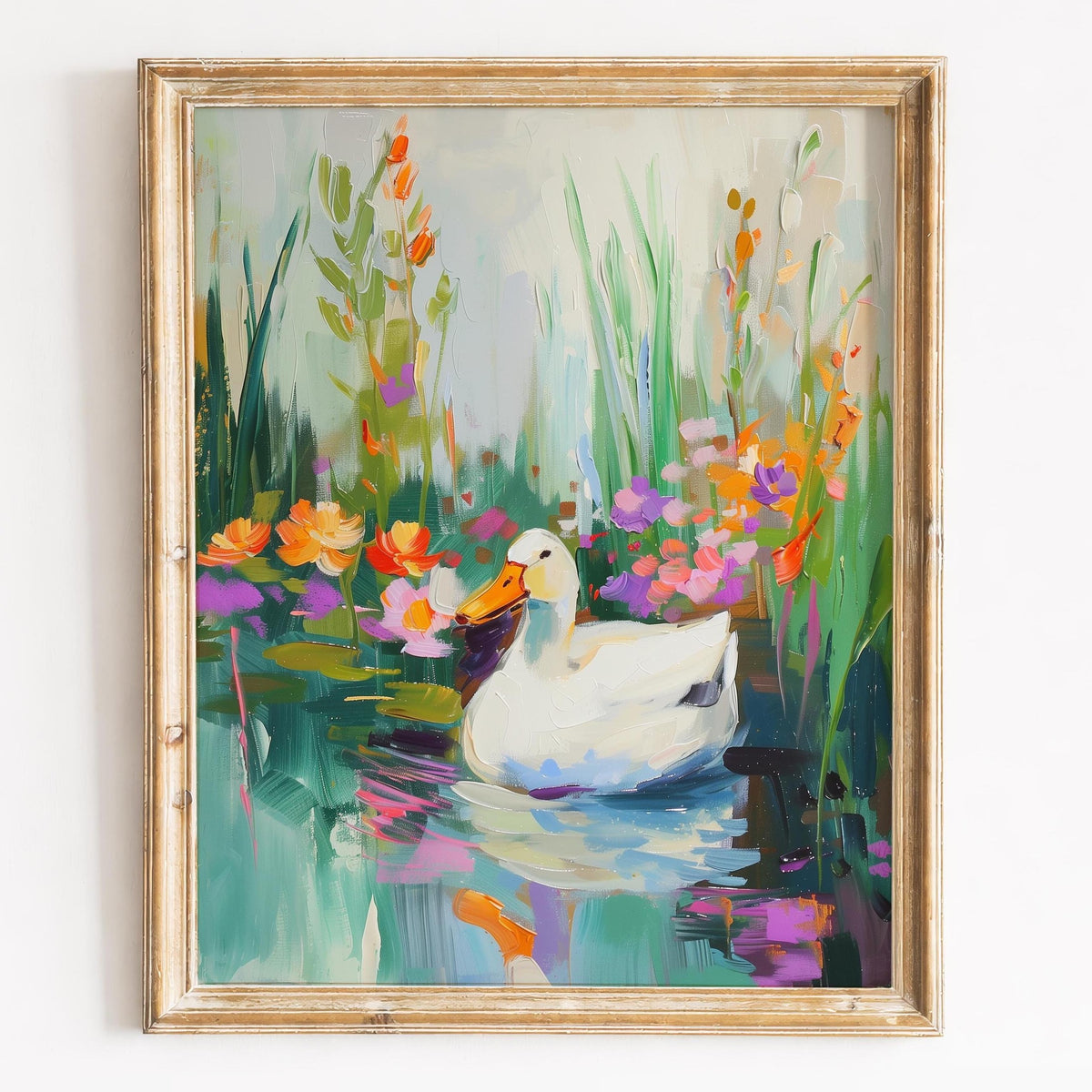 Duck Pond animal art print framed