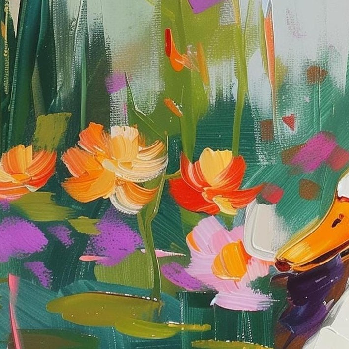 Duck Pond animal art print close-up detail