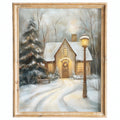 Snowy Cottage Christmas art print framed