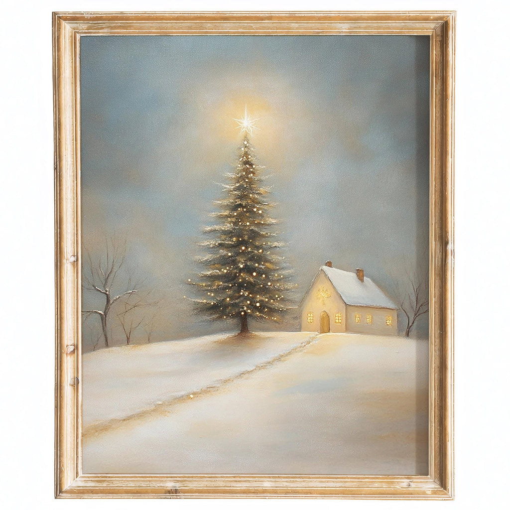 Glowing Tree Christmas art print framed